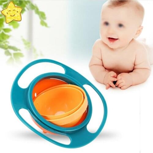 Universal Gyro Bowl Practical Design Children Rotary Balance Novelty Gyro Umbrella 360 Rotate Spill-Proof Solid Feeding Dishes