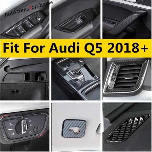 Carbon Fiber Interior For Audi Q5 2018 - 2021 Window Lift Head Light Button Gear Shift Dashboard Air AC Cover Trim Accessories