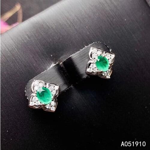 KJJEAXCMY boutique jewelry 925 sterling silver inlaid Natural Emerald Womens earrings support detection fashion