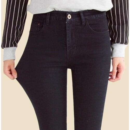 Summer Autumn Women Ladeis One Button Pencil Slim Fit Jeans Casual Denim Skinny Pants Tight Slim Female Cheaper Jeans