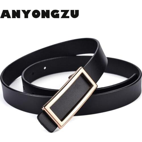 Women Belt Real cowhide Smooth Buckle Personalized Rectangle Casual And Versatile Pair it with a denim dress Luxury Gift Belt