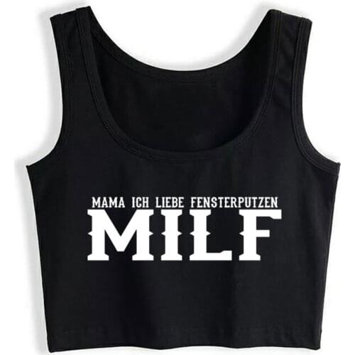 Crop Top Female MILF-Mama ich liebe Fensterputzen Design Harajuku Print Tops Women