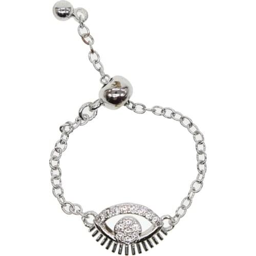 Lucky girl fashion jewelry ring silver color AAA cubic zirconia charm chain minimal delicate women ladies gift fashion jewelry