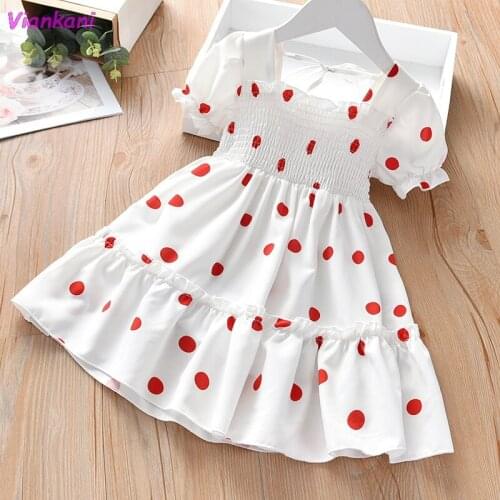 2-7Y Kids Girls Dress Summer Girls Sleeveless Chiffon Polka Dot Dress Princess Dress For Girl 2021 New Children Clothing