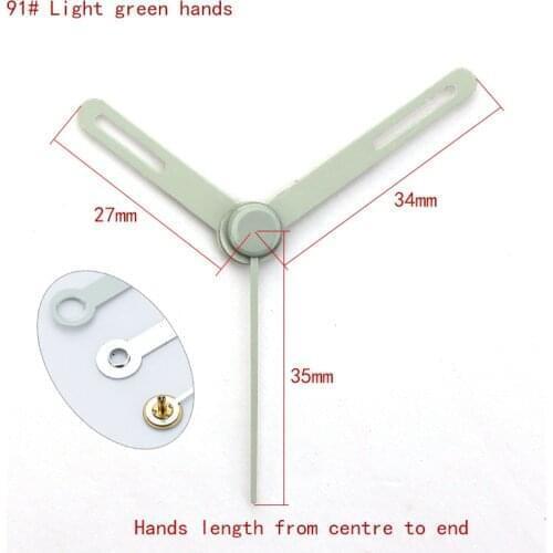 10sets Young Town White Axis Hands Light green Hands 91# Metal Aluminum Quartz Clock Accessory High quality DIY Clock kits