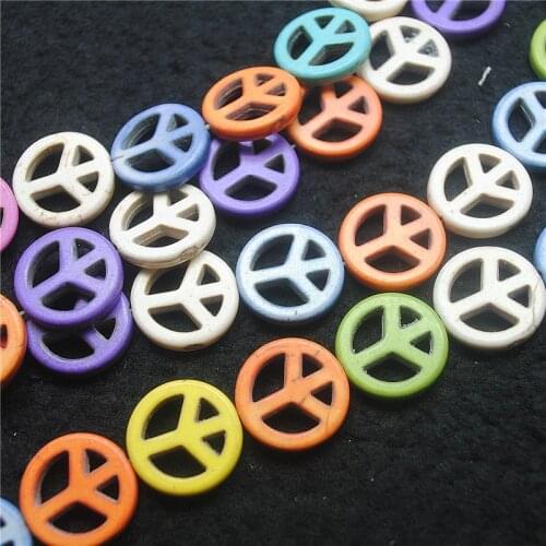 28pcs multir colors howlite stone keep peace signs size 15mm top selling for women bracelets making top selling items