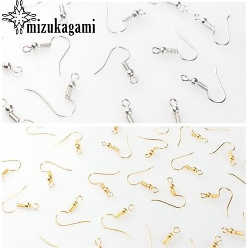 Free Shipping Golden Hooks Coil Ear Wire Earrings Findings 100pcs/lot DIY Earrings Jewelry Accessories