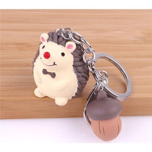 Lovely Cartoon Animal Hedgehog Nuts Keychain Women Girl Bag Door Key Holder Accessories Key Ring chaveiro