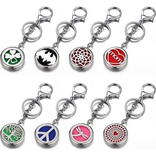 Beauty Hollow Life Tree Magnetic Aromatherapy Diffuser Perfume Locket Key chain Essential Oil Scent floating locket Keychain