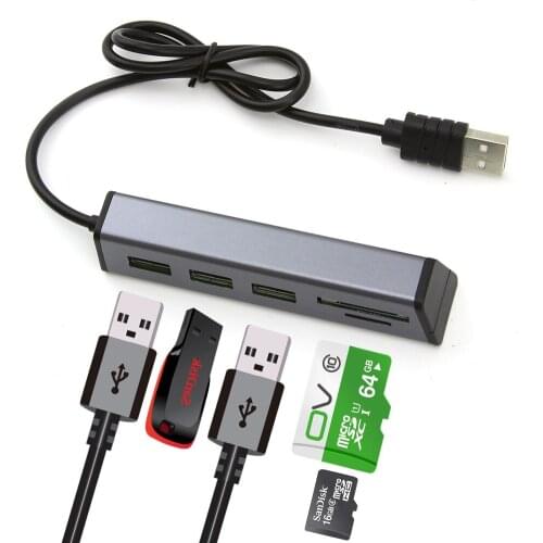 CHYI 5 Port USB 2.0 Hub Multi Combo USB Splitter Mini USB Hab Support SD Card Reader Phone Holder Computer Accessories For PC