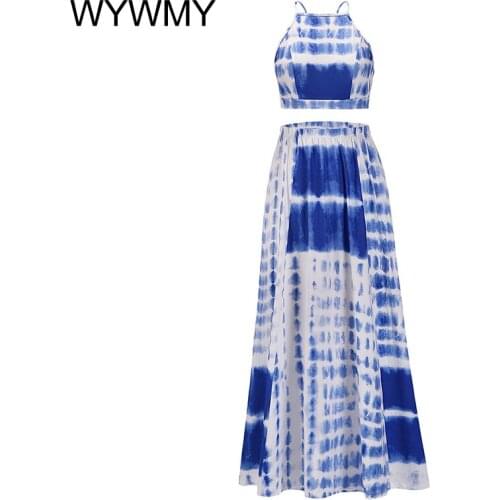 Floral Print Summer Dresses For Women 2021 Two Piece Skirt Set Spaghetti Strap Crop Top And Maxi Long Skirt Party 2 Piece Sets