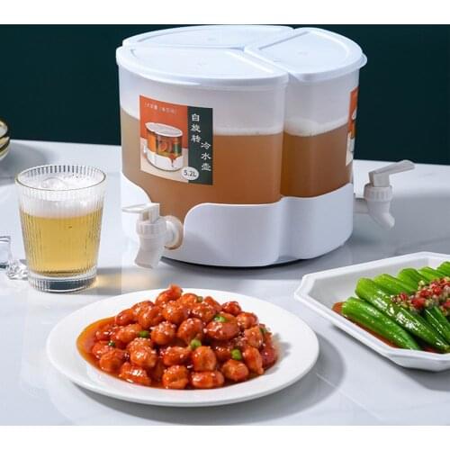 Beverage Dispenser 360° High Capacity White Cold Water Kettle w/Faucet 3 Grids Fruit Tea Pot Kitchen Leak-proof Beverage Infuser