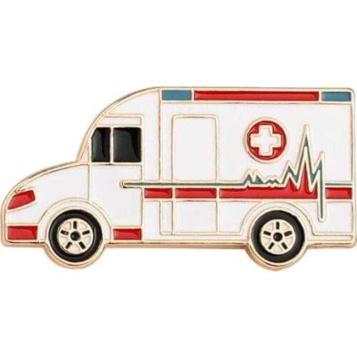 Red Enamel Ambulance Car Brooch Badge Gold Color Lapel Pin Brooch Medical Jewelry for Doctor Nurse Medical Student Gifts