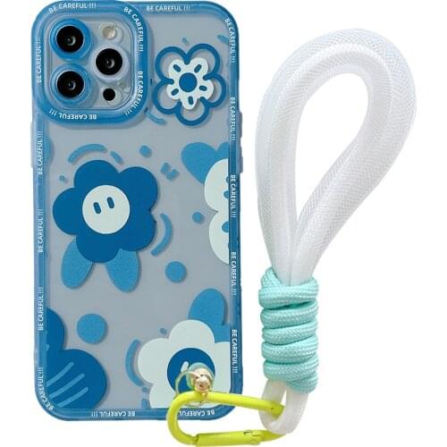 Fluorescent Hand Strap Duck Art letters Phone Case For iphone 12 11 Pro Max 7 8 plus X XR XS Max Cover Clear Cute Soft Cases