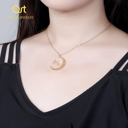 Custom Moon star necklace Arabic Name Necklace For Women Charm Jewelry Personalized Pendant Stainless steel Choker romantic Gift