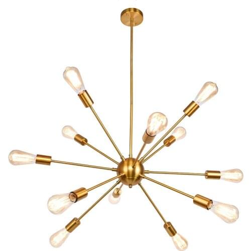 Sputnik Chandeliers Brass Modern Pendant Lamps Antique Gold Industrial Stair Lighting Fixtures 10 Arms Brushed Nickel Black Tube