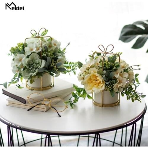 Mini Artificial Peony Silk Flowers Bouquet Fake Camellia Flores for Wedding Bride Fake Holding Flowers Bouquet Party Home Decor