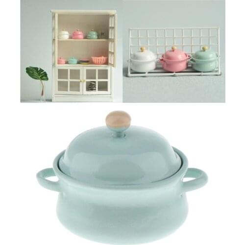 Fashion Miniature Candy Color Soup Pot Dollhouse Accessory Gift Toy - Green
