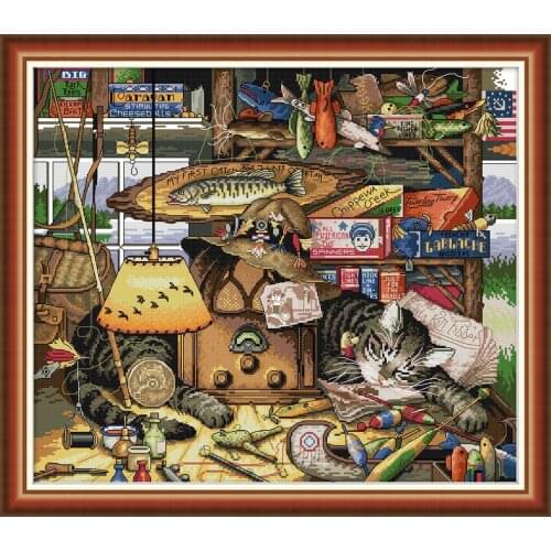 I want to fish cross stitch kit aida 14ct 11ct count print canvas cross stitches stitching needlework embroidery DIY handmade