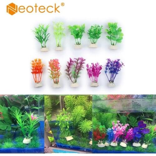 Neoteck 10 Styles Artificial Aquarium Fish Tank Aquarium Decoration Ornament Underwater Plastic Grass Decor Free Shipping