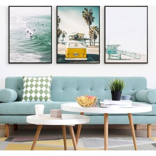 New Nordic Modern Simple Countryside Scenery Surfing Beach Living Room Bedroom Decorative Painting Sofa Backwall Mural Art