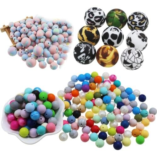NEW! 12mm Silicone Beads 30pcs Beads Food Grade Baby Teething Beads DIY Nursing Bracelet Silicone Tiny Rod Baby Teether BPA Free