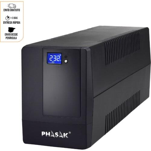 PHASAK PH 9464 600 VA, 360W, interactive, AVR, 2 SCHUKO sockets, management Software, intelligent, linea protection Rj45