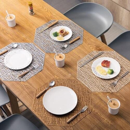 Europe Style Placemat Anti-slip Decoration Mat Octagon Tablemat Heat-resistant Tablemat Dishes Coaster Tableware Pads Washable