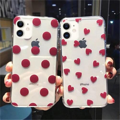 Lovebay Transparent Phone Cases For iphone 12 11 Pro XS Max XR X 8 7 6S Plus 5S SE Polka Dot Love Heart Clear Back Cover Case