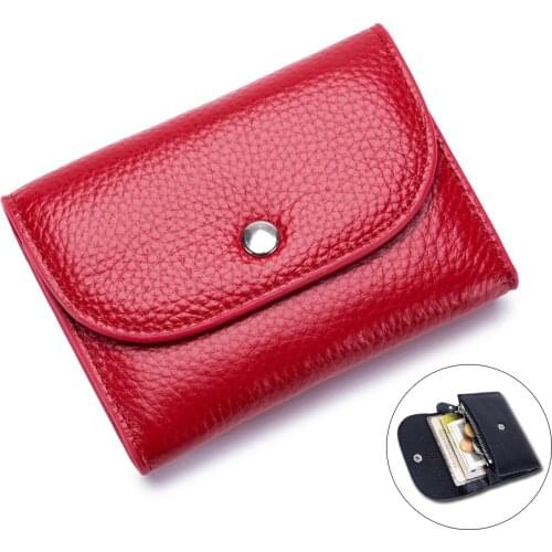 Luxury Genuine Leather Card Wallet Women Credit Card Holders Ladies Business ID Card Case Female Money Change Coin Purse