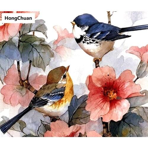 Painted couple bird scene mural 5D DIY round/square diamond painting embroidery mosaic cross stitch home decoration newyear gift