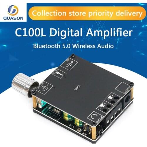 XY-C100L Bluetooth 5.0 Wireless Audio Digital Power amplifier Stereo board 100Wx2 Bluetooth Amp Amplificador 3.5MM USB APP