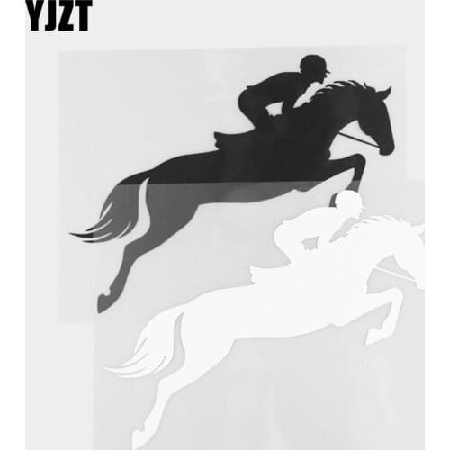 YJZT 18.0×14.3CM Exquisite Equestrian Competition Sport Pattern Vinyl decal car sticker Decoration Black/Silver 20A-0307