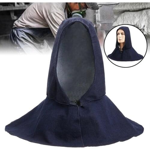 Welder Safety Hood Cap Cover Sweat Absorption Shawl Hat Denim Blue Flame Retardant Welding Head Neck Protective Hood