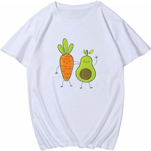 Korean Fashion Ladies T Shirt Cartoon Avocado Graphic Tees Women Tshirt 2020 Short Sleeve Casual Cute Funny Shirt Tops Plus Size