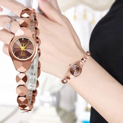 Reloj Mujer 2017 Womens Luxury Brand Watches Waterproof Style Nurse Watch Quartz Watch Tungsten Steel Gold Bracelet Watch Women