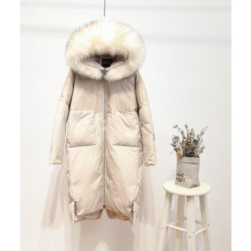 Winter coat parka, size, white duck down, for women, large fur collar down hooded jacket