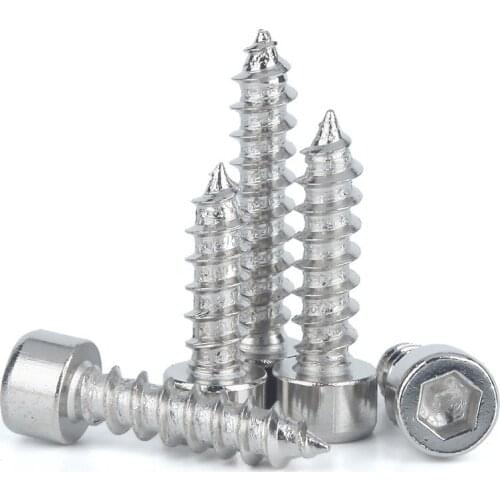 25pcs 50pcs M2 M2.6 M3 M3.5 M4 M5 M6 Ha Nickel Plated Hex Socket Cylinder Head Cap Screw Self-tapping Hexagon Speaker Screw