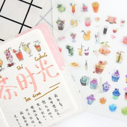 6Sheets/Pack Afternoon Tea Time Decoration Scrapbooking Stickers Transparent PVC Stationery Diary Stickers