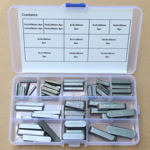 60 PC KEYSTOCK ASSORTMENT, LOCK PULLEYS GEARS SPROCKETS WITH SLOTTED KEYWAYS