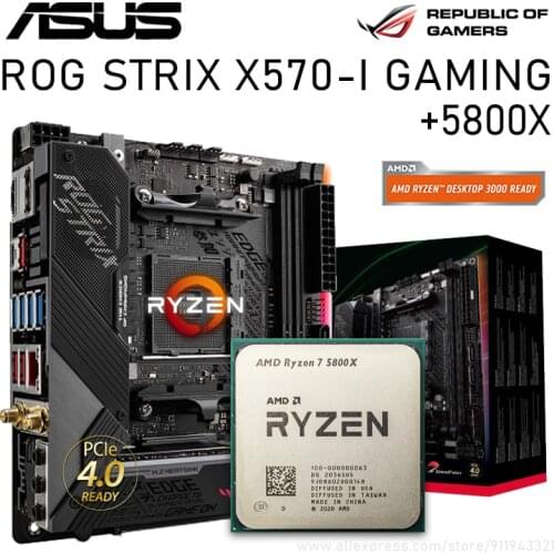 Asus ROG STRIX X570-I GAMING AMD X570 WIth Ryzen 7 5800X Motherboard Combo PCI-E 4.0 DDR4 64GB Motherboard Set Placa-mãe Kit New