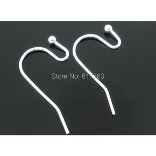 Free shipping-100 Pairs Silver Plated Ear Wire Hooks Earring Findings 21x12mm E04291