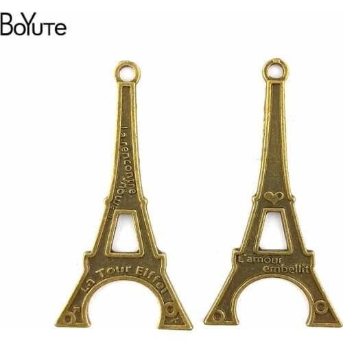 BoYuTe (40 Pieces/Lot) 60*31*2.3MM Antique Bronze Plated Vintage Zinc Alloy Hollow Eiffel Tower Charms Jewelry Pendant Charms