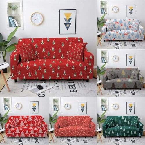 Christmas Trees Sofa Cover Elastic Sofa Covers For Living Room Happy New Year Sofa Slipcover Sectional Couch Cover 1/2/3/4 Seat