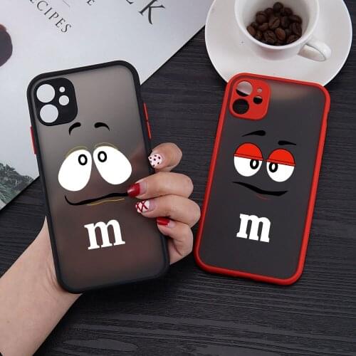 Cartoon Letter M Face Cute Pattern Lovely Matte Cover Phone Case Skin for iPhone 11 12 Pro Max X XS XR 6 6s 7 8 Plus SE2 Mini