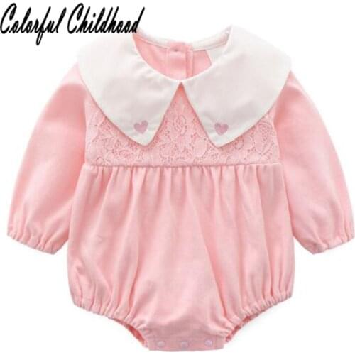 Spring autumn Baby Girl Rompers cozy cotton long sleeve Turn-down collar infant kids jumpsuit newborn body clothes