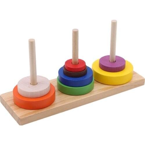 Wooden Stacking Tower Infant Kids Wood Classic Mathematical Tower Puzzle Toy Children Kids Educational Develop Intelligence Toy