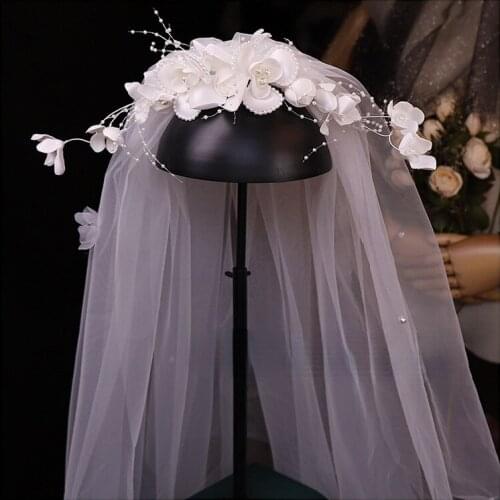 Handmade Flower Veil Bride Elegant Romantic Wedding Dress Photo Studio Accessories