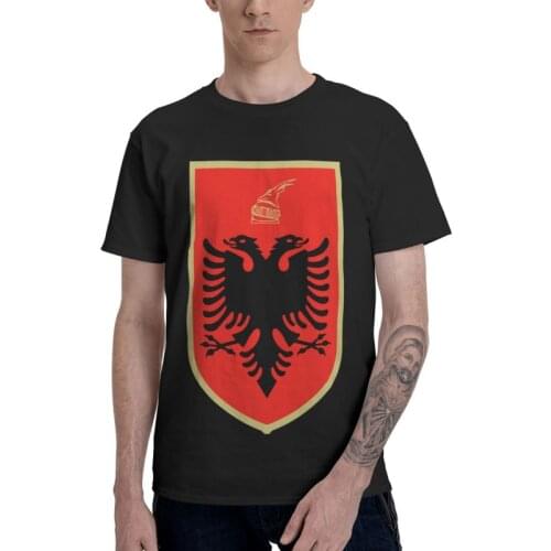 Male Emblem Of Albania Eagle T-Shirt Novelty Albanian Coat of Arms Tshirt Short Sleeve Unique T Shirt Homme Cotton Tee Tops Gift