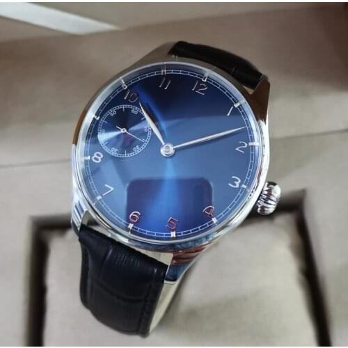 GEERVO no LOGO Contracted style 40mm Stainless steel watch Mechanical Hand Wind Mens watch blue dial ST3600 movement
